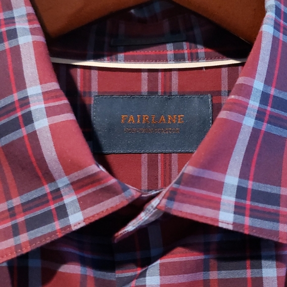 Fairlane 24/7 Medium Men's burgundy plaid shirt - Picture 2 of 3